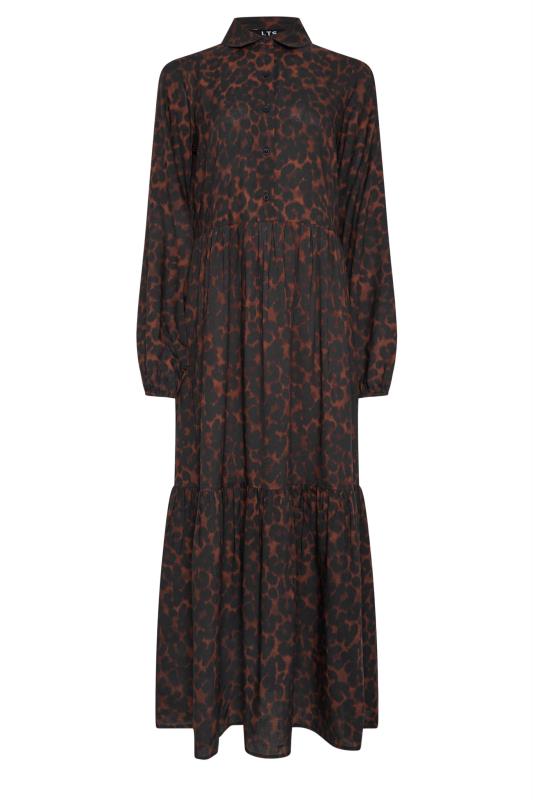 LTS Tall Chocolate Brown Leopard Print Tiered Maxi Dress | Long Tall Sally 6