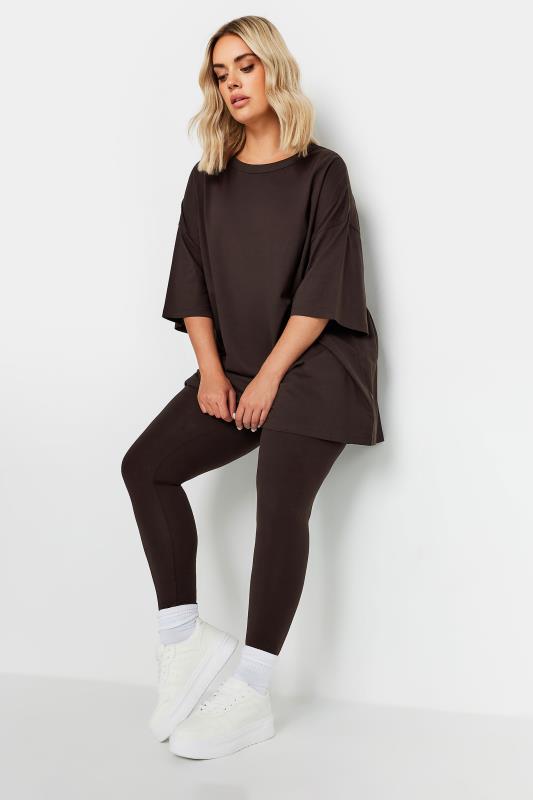 YOURS Plus Size Chocolate Brown Boxy Oversized T-Shirt | Yours Clothing  2