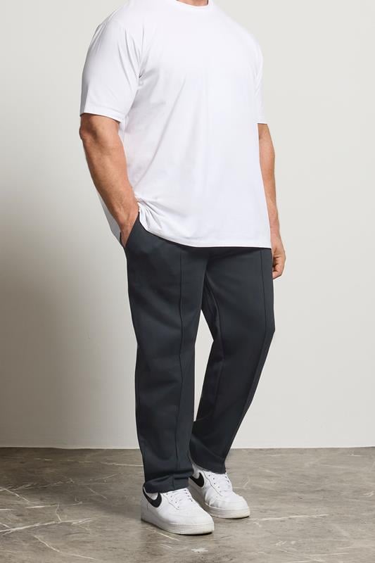 D555 Big & Tall Navy Blue Couture Open Hem Joggers