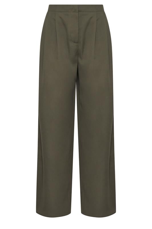 LTS Tall Women's Olive Green Pleated Wide Leg Trousers | Long Tall Sally 5