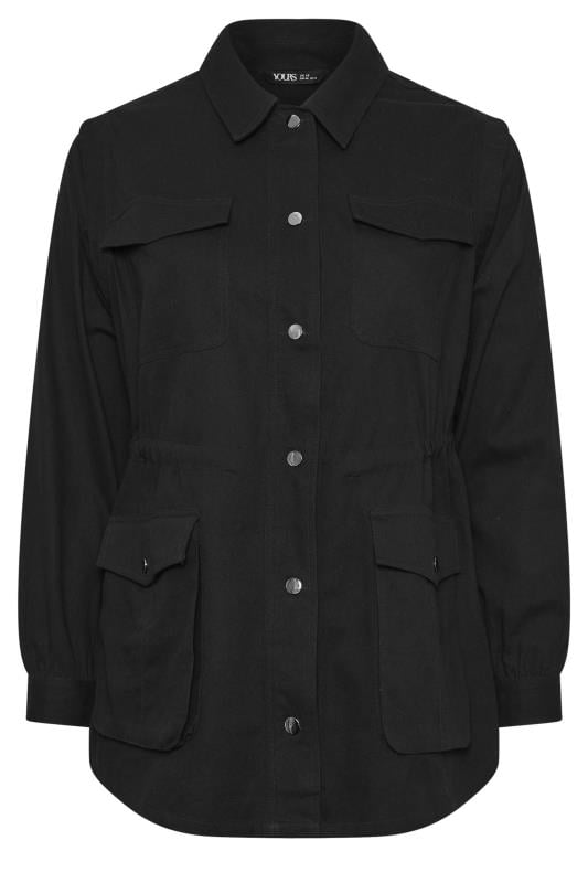 YOURS Plus Size Black Cotton Twill Utility Jacket | Yours Clothing 5