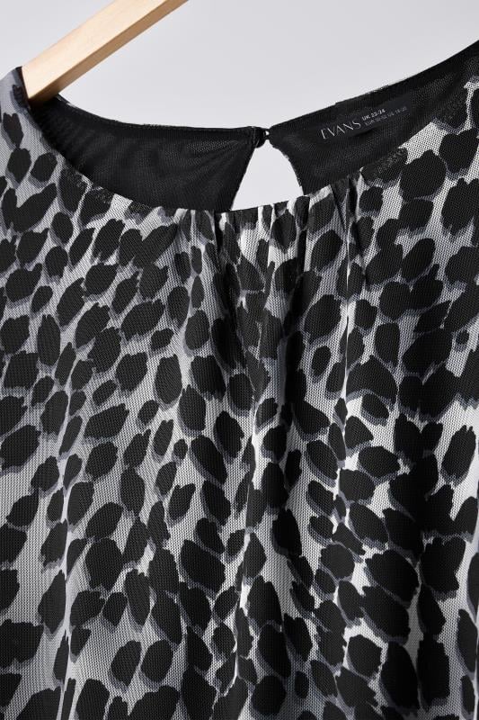 EVANS Plus Size Grey Leopard Print Mesh Top | Evans 7