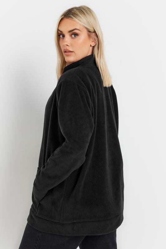 YOURS Plus Size Black Zip Fleece Jacket | Yours Clothing 4