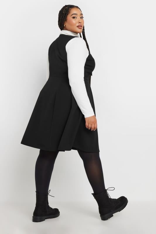 YOURS Plus Size Black Bow Tie Pinafore Dress | Yours Clothing  3