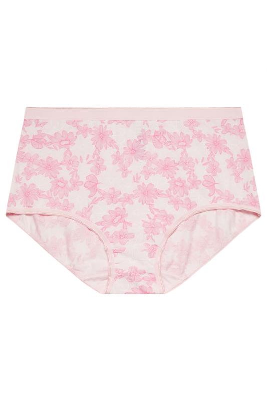 YOURS Plus Size 5 PACK Pink Floral Print Full Briefs | Yours Clothing 6