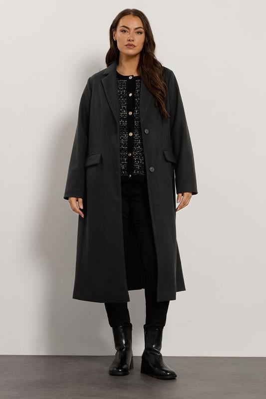 Plus Size  EVANS Curve Black Premium Longline City Coat