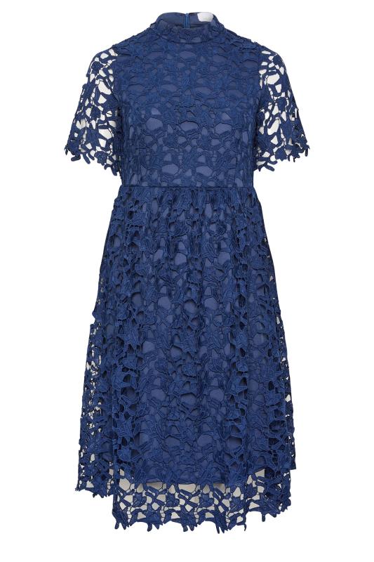 YOURS LONDON Plus Size Blue Crochet Lace Midi Dress | Yours Clothing 5