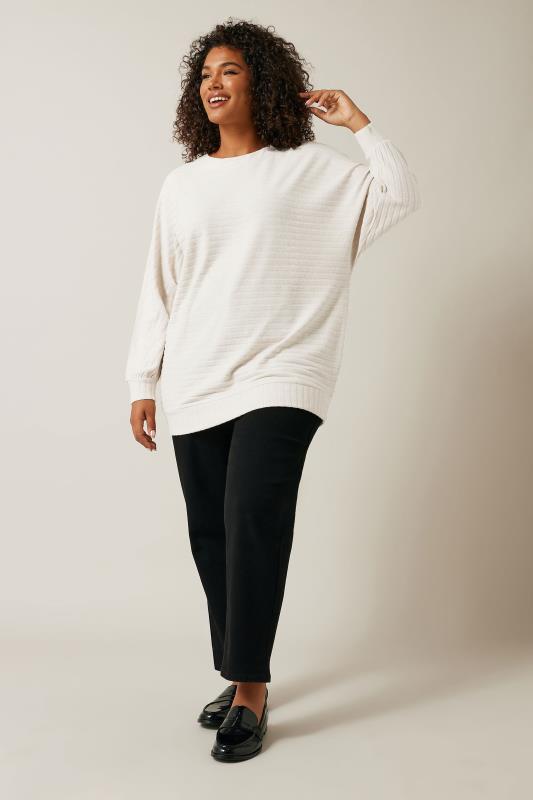 EVANS Curve Cream Ribbed Soft Touch Jumper | Evans 4