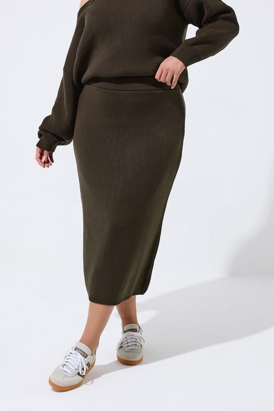 LIMITED COLLECTION Curve Chocolate Brown Knitted Skirt