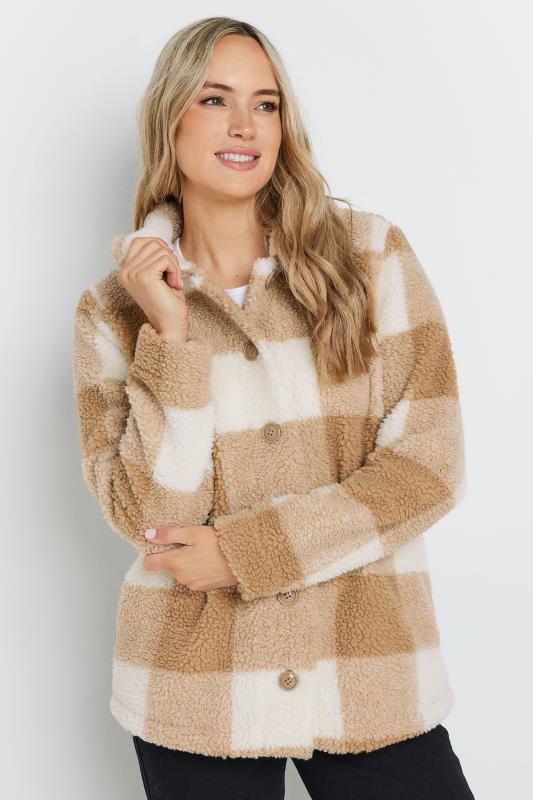 LTS Tall Natural Brown Check Fleece Jacket | Long Tall Sally 6