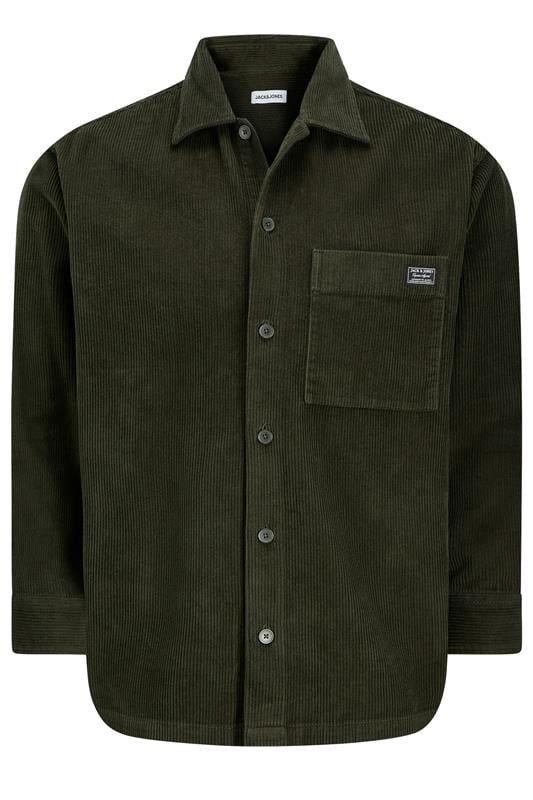 JACK & JONES Big & Tall Rosin Green Corduroy Overshirt | BadRhino 2