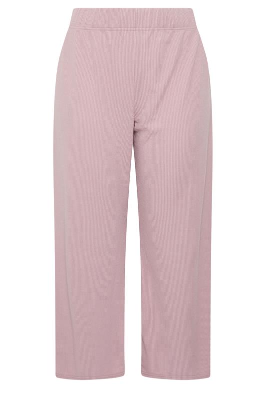 LIMITED COLLECTION Plus Size Pink Crinkle Wide Leg Trousers | Yours Clothing 5