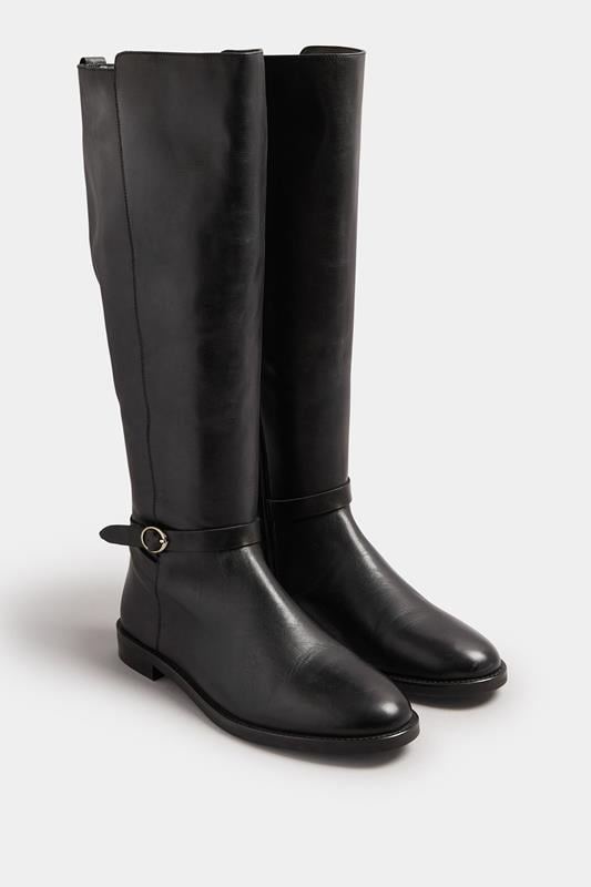  LTS Black Leather Knee High Riding Boot