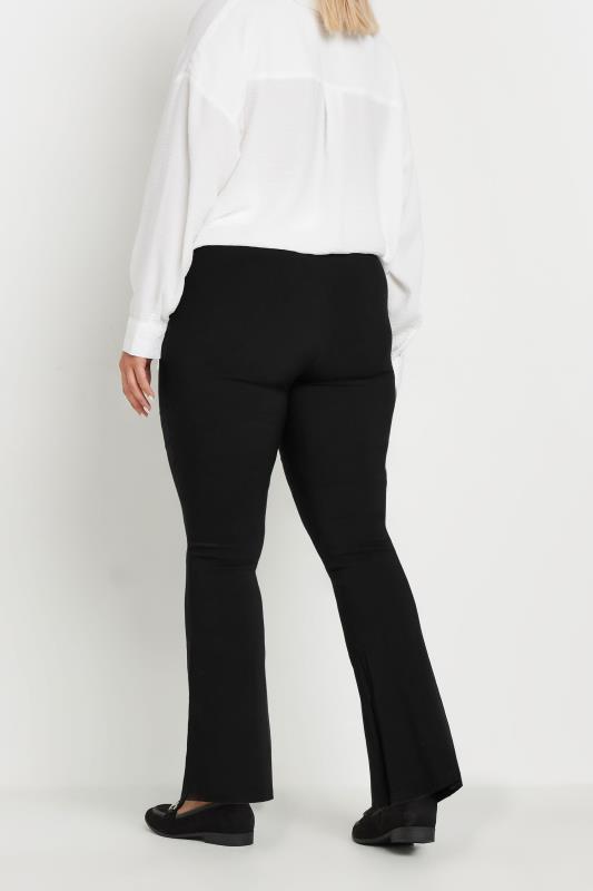 YOURS Curve Plus Size Black Flare Bengaline Trousers | Yours Clothing  3