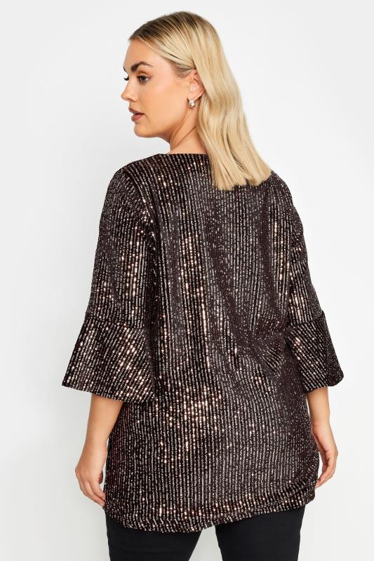 YOURS Plus Size Black Velvet Sequin Top | Yours Clothing 4