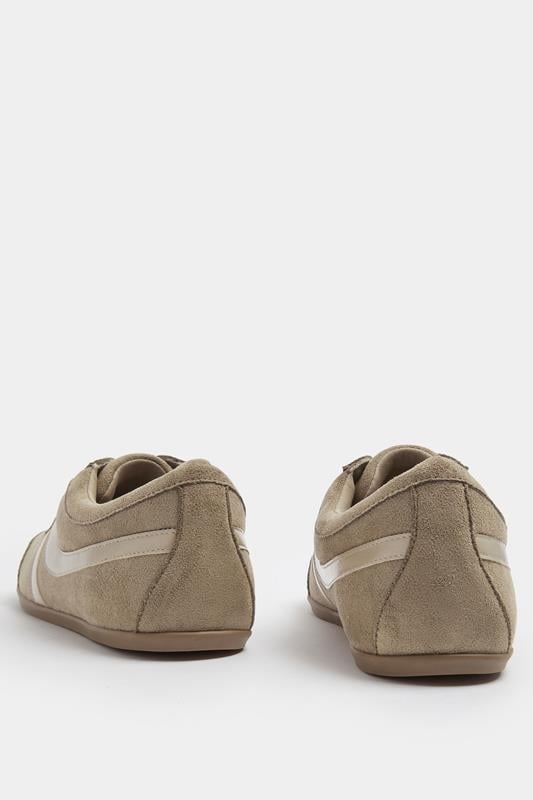 Taupe Brown Low Retro Stripe Trainers In Extra Wide EEE Fit | Yours Clothing 4