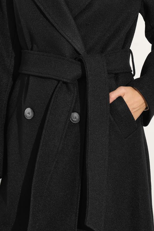 M&Co Black Button Up Wrap Coat | M&Co 4