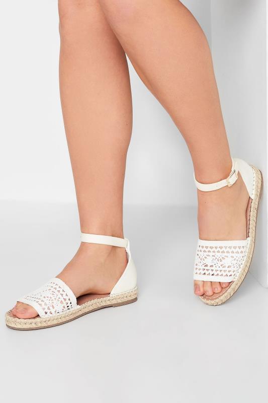 LTS White Espadrille Sandals In Standard Fit| Long Tall Sally  1