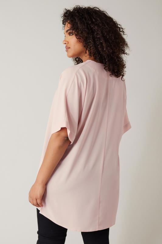 EVANS Plus Size Baby Pink Pleat Front Blouse | Evans 3