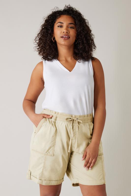 Plus Size  Evans Brown Cotton Relaxed Fit Short
