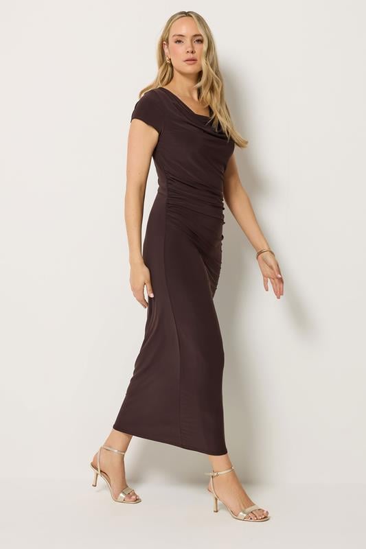 LTS Tall Women's Brown Draped Maxi Dress | Long Tall Sally 1
