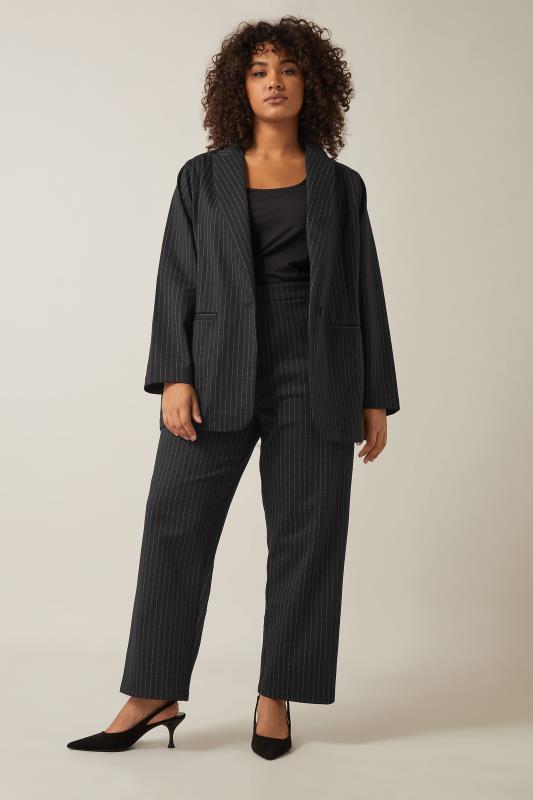 EVANS Plus Size Black Pinstripe Blazer | Evans 2