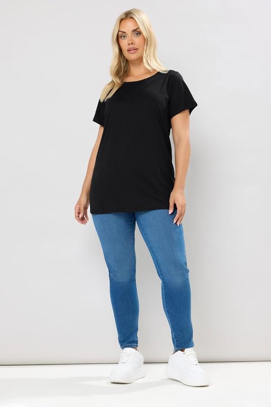 Plus Size Black Basic T-Shirt | Yours Clothing 1