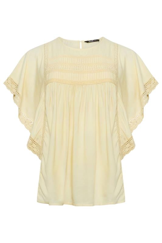 YOURS Plus Size Yellow Crochet Drape Sleeve Blouse | Yours Clothing 5