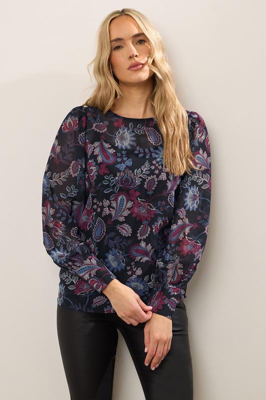 Tall  LTS Tall Purple Paisley Sheer Blouse
