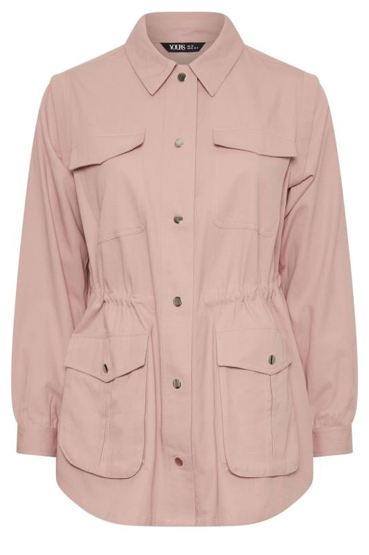 YOURS Plus Size Pink Cotton Twill Utility Jacket | Yours Clothing 5
