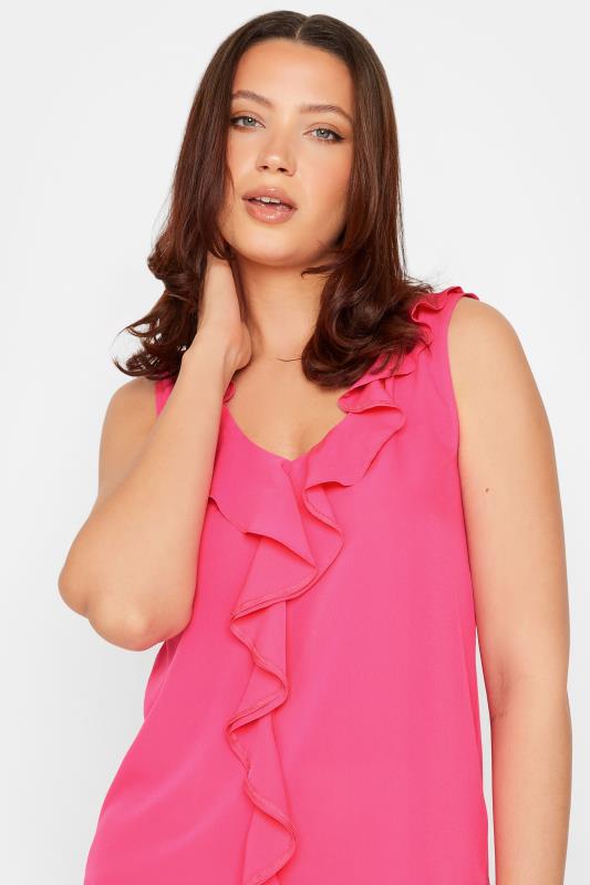 LTS Tall Hot Pink Ruffle Front Sleeveless Top | Long Tall Sally  4