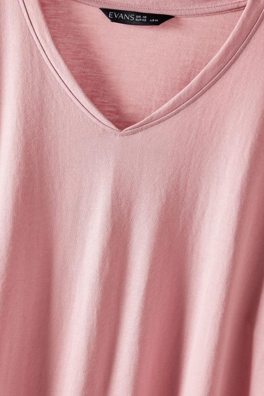 EVANS Plus Size Rose Pink V-Neck Modal Rich T-Shirt | Evans 8