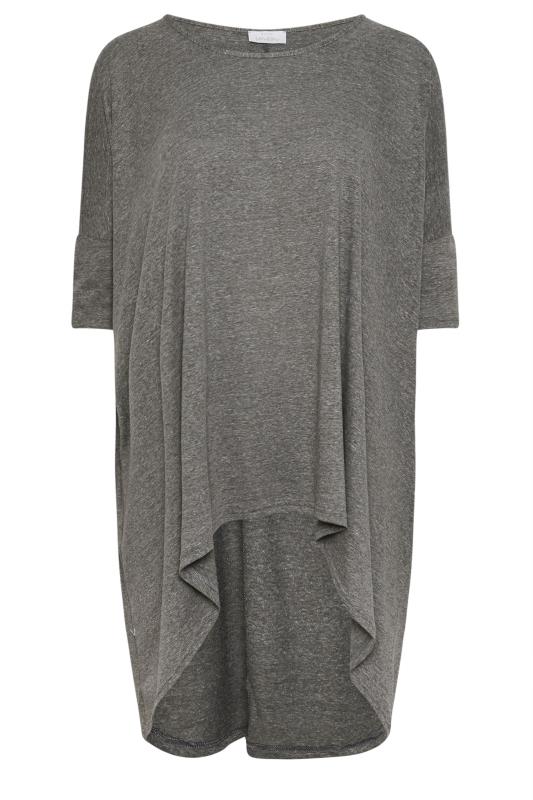 YOURS LONDON Plus Size Grey Dipped Hem Longline Tunic | Yours Clothing 6