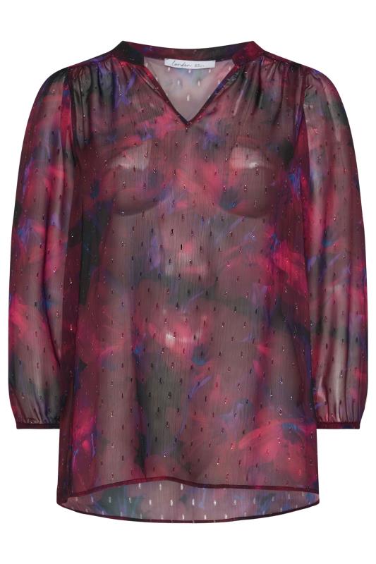 YOURS LONDON Plus Size Red Blur Abstract Print Overhead Blouse | Yours Clothing  6