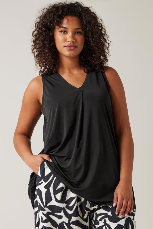 EVANS Plus Size Black Pleat Front Vest Top | Evans 4