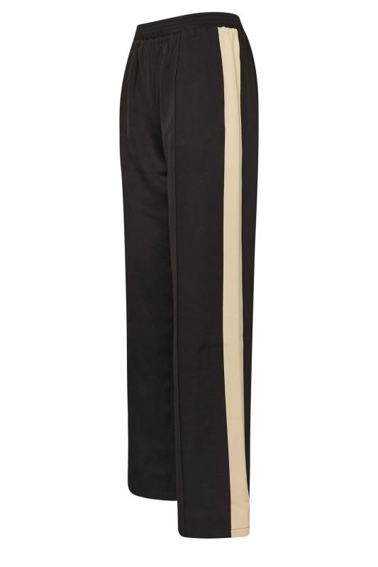 LTS Tall Black & Natural Brown Side Stripe Front Seam Wide Leg Trousers | Long Tall Sally 6