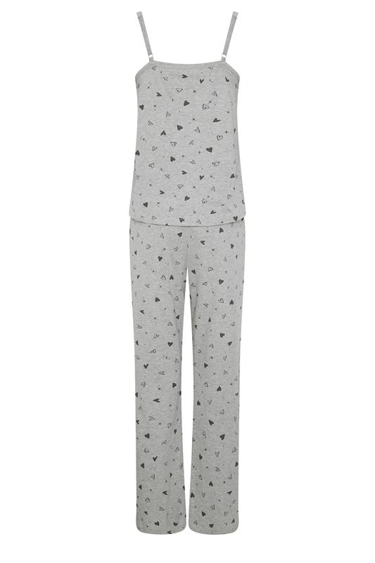 LTS Tall Women's Grey Heart Print Cotton Wide Leg Pyjama Set | Long Tall Sally 6