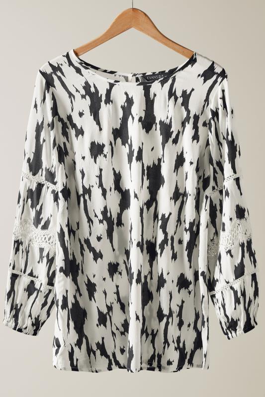 EVANS Plus Size Black & White Abstract Print Top | Evans  5