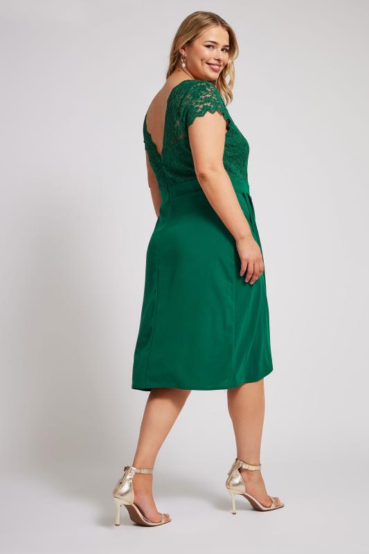 YOURS LONDON Plus Size Green Lace Midi Dress | Yours Clothing 4