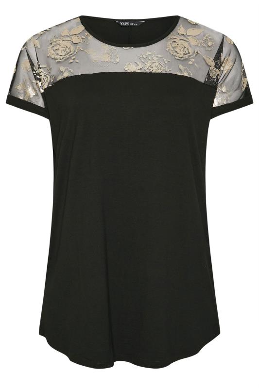 YOURS Plus Size Black Foil Floral Print Top | Yours Clothing  5