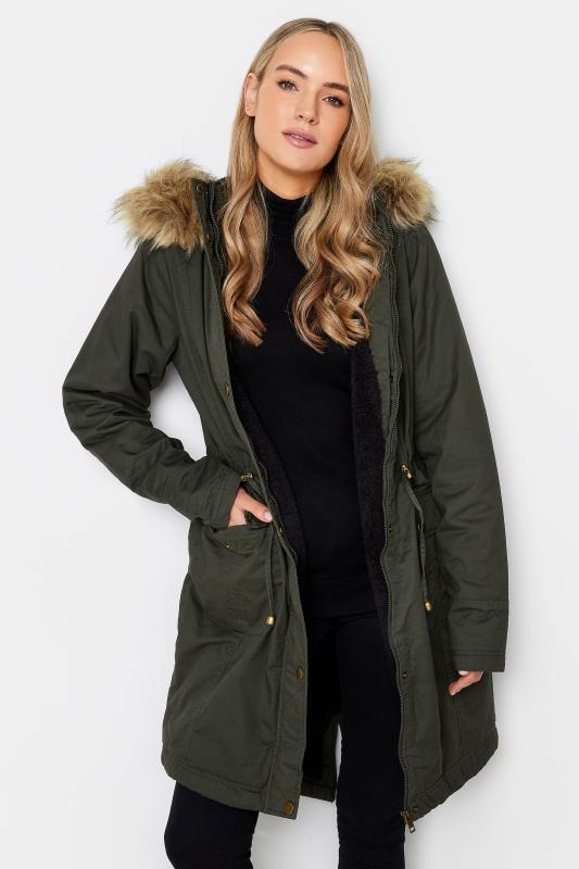 LTS Khaki Faux Fur Trim Parka | Long Tall Sally 1