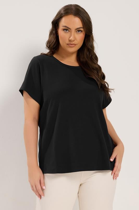  YOURS Curve Black Interlock T-Shirt