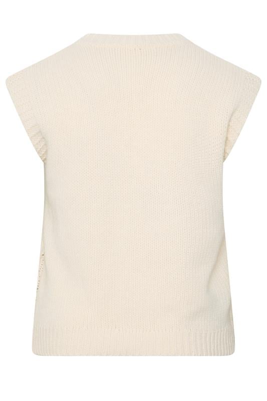 LTS Tall Women's Ivory White Cable Knit Button Vest Top | Long Tall Sally 2
