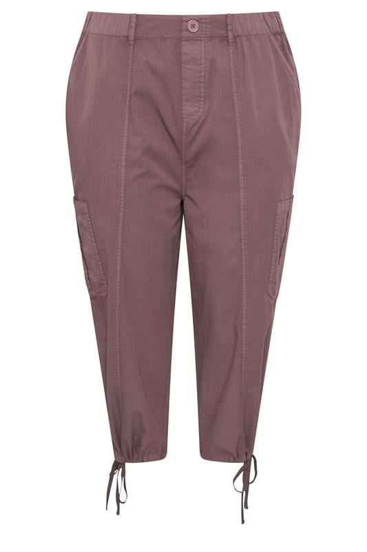 YOURS Plus Size Pink Cropped Cargo Trousers | Yours Clothing 5