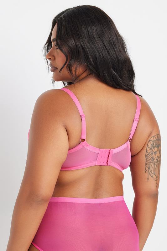 YOURS 2 PACK Plus Size Black & Pink Floral Lace Embroidered Padded Bras | Yours Clothing 5