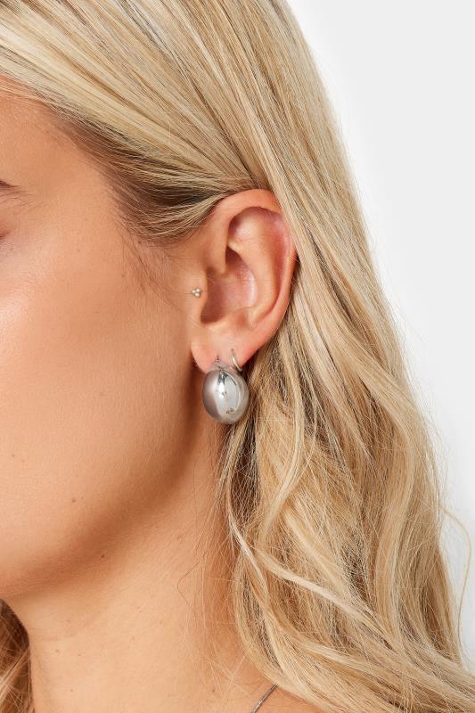 Silver Tone Chunky Drop Earrings 1