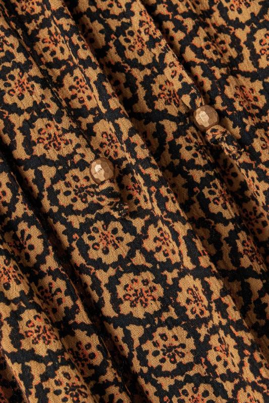 EVANS Plus Size Orange Floral Print Tiered Crinkle Midi Skirt | Evans 8