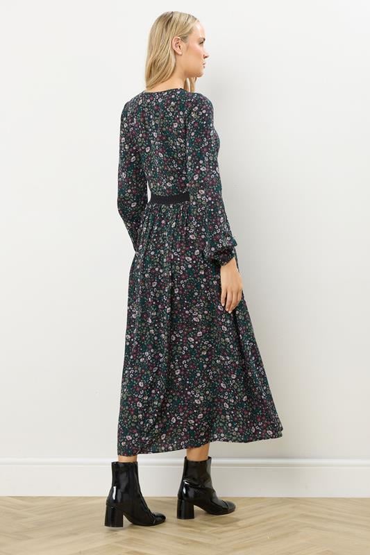 LTS Tall Dark Green Floral Lace Trim Midi Dress | Long Tall Sally 2