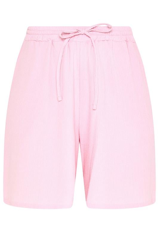 YOURS Plus Size Pink Crinkle Jersey Shorts | Yours Clothing 5