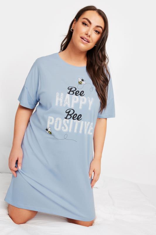 YOURS Plus Size 2 PACK Blue Bee Print Nightdresses | Yours Clothing 2